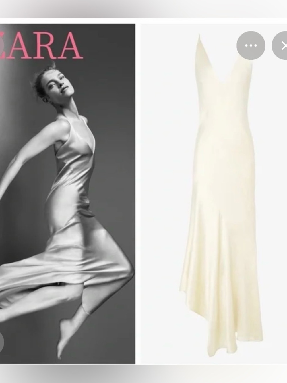Zara Ivory Asymmetrical Slip Dress